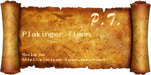 Plakinger Timon névjegykártya